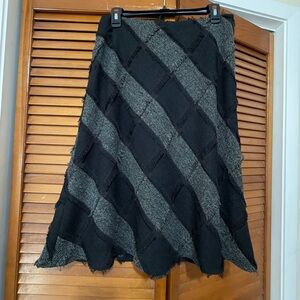 Tribal Asymmetrical Black and Gray Skirt, patch pattern, Size 8